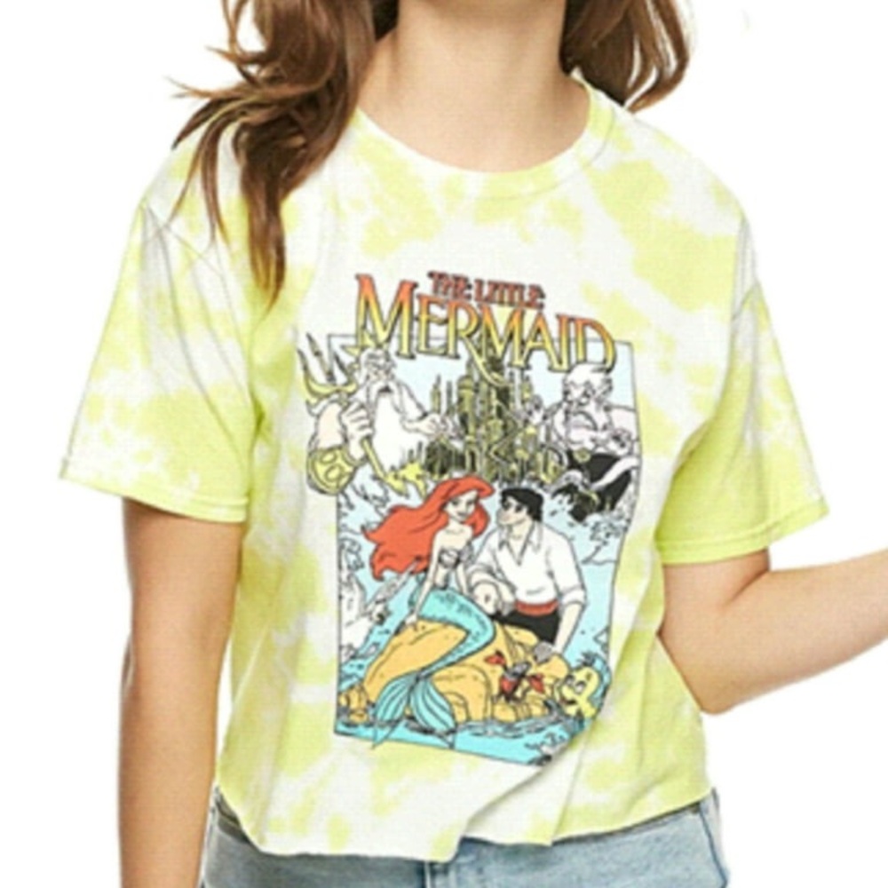 Disney The Little Mermaid Tie Dye Crop T-Shirt Size Medium